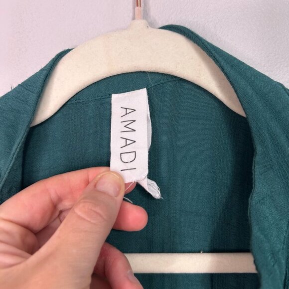 Anthropologie Amadi Rossi Teal Blue Ruffle Mini Long Sleeve Dress Size XS - Picture 4 of 8